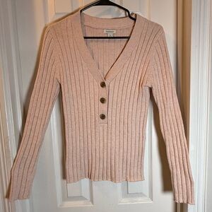 VTG Y2K  90’s Sundance ribbed knit henley sweater blush pink Metro Street Wear